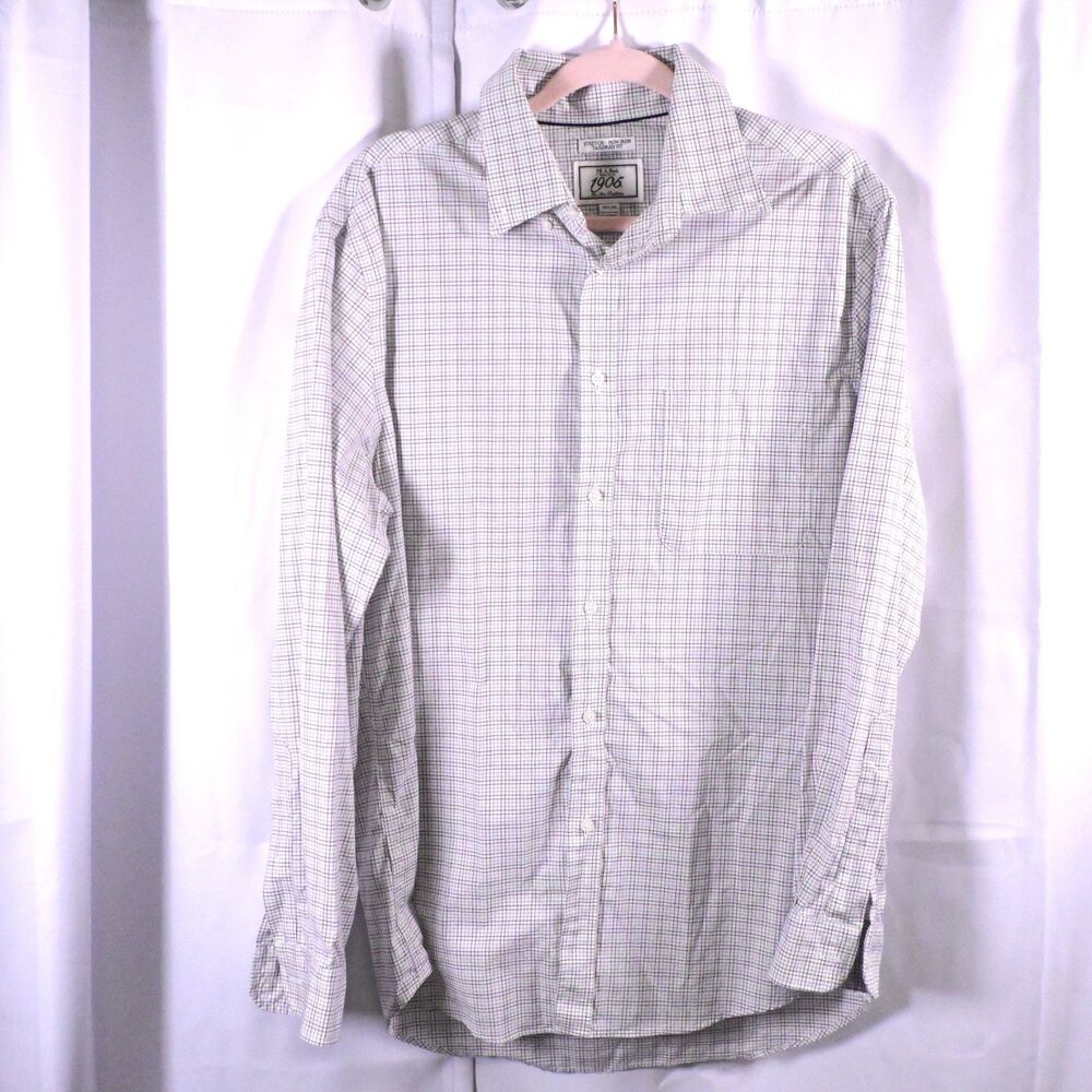 Jos A Bank‎ 1905 Mens 16.5 35 Plaid Stretch Non Iron Tailored Fit Dress Shirt